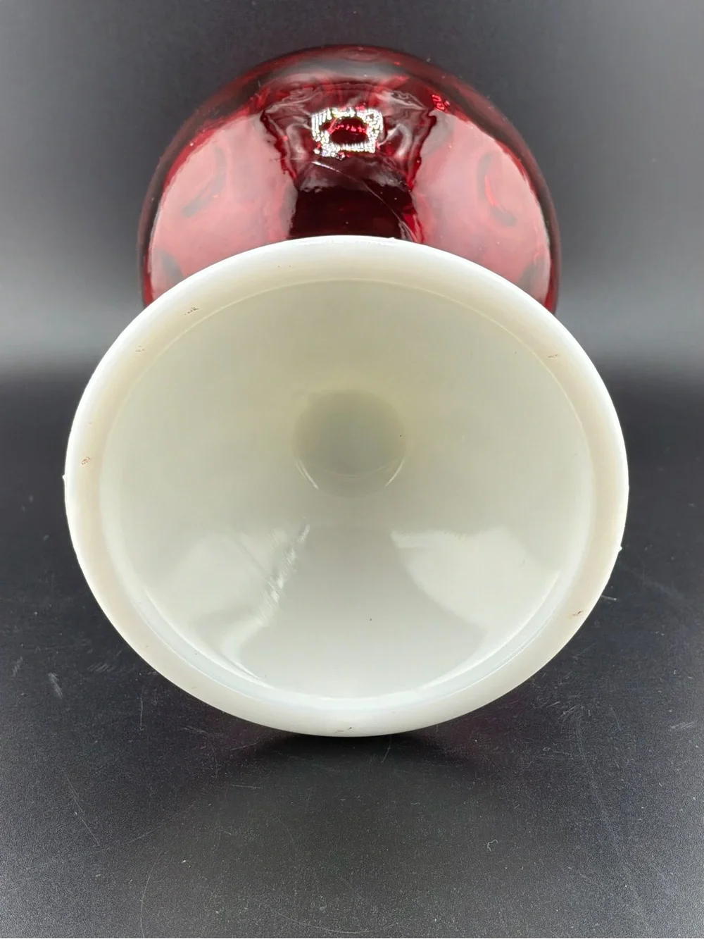 vintage Fenton Art Glass cranberry coin dot ivy ball vase